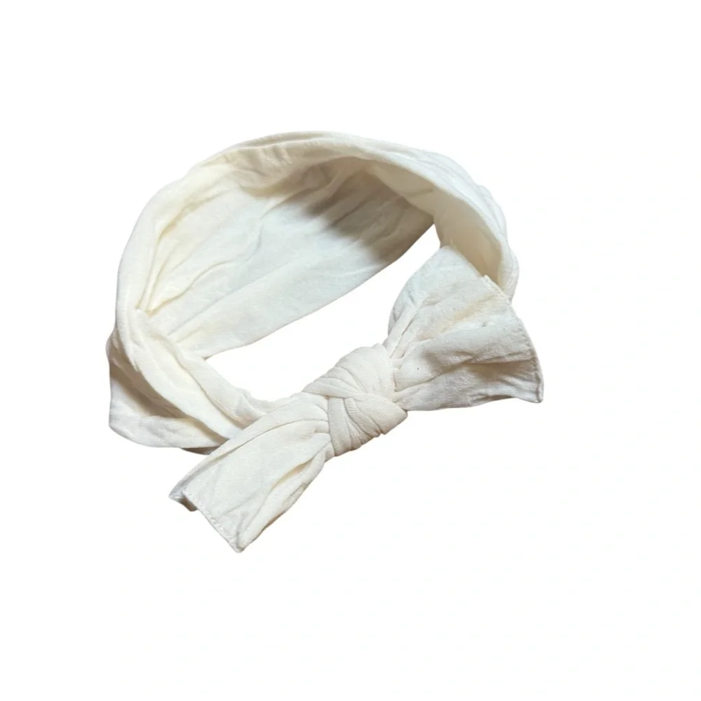 Baby Bling Girls Cream Fabric Headband with Knot